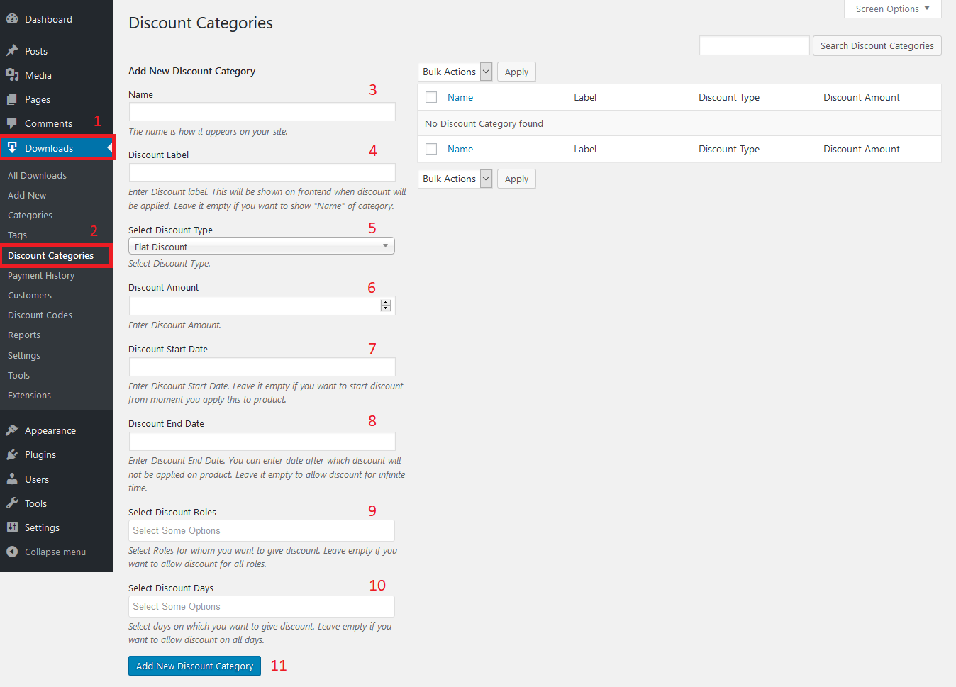 EDD Category Discount - Discount Categories