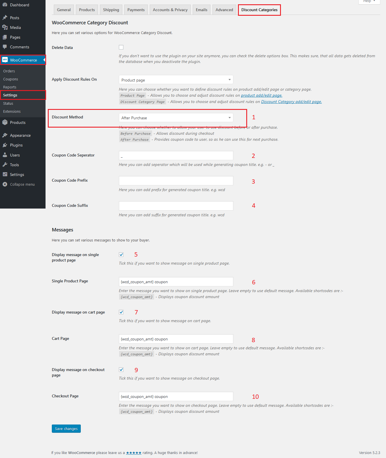 Settings | WooCommerce Category Discount