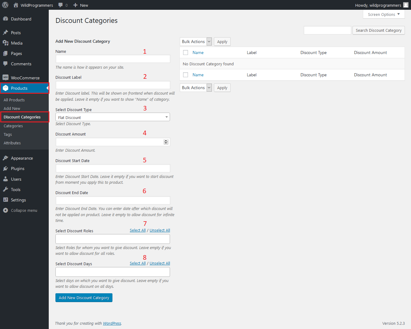 WooCommerce Category Discount - Create Discount Category
