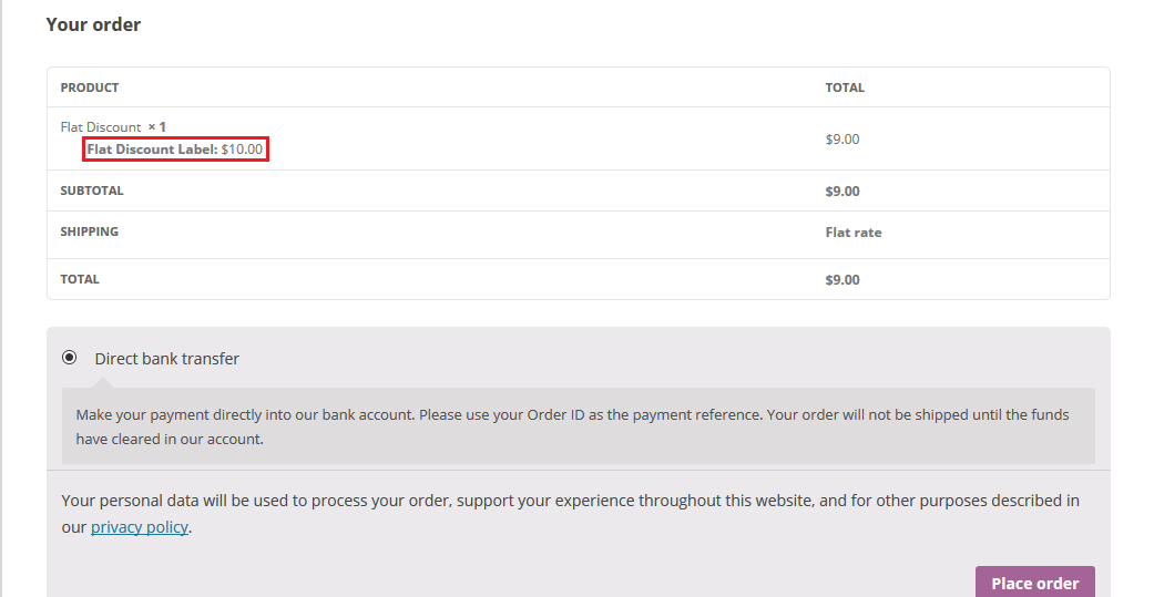 WooCommerce Category Discount - Checkout page