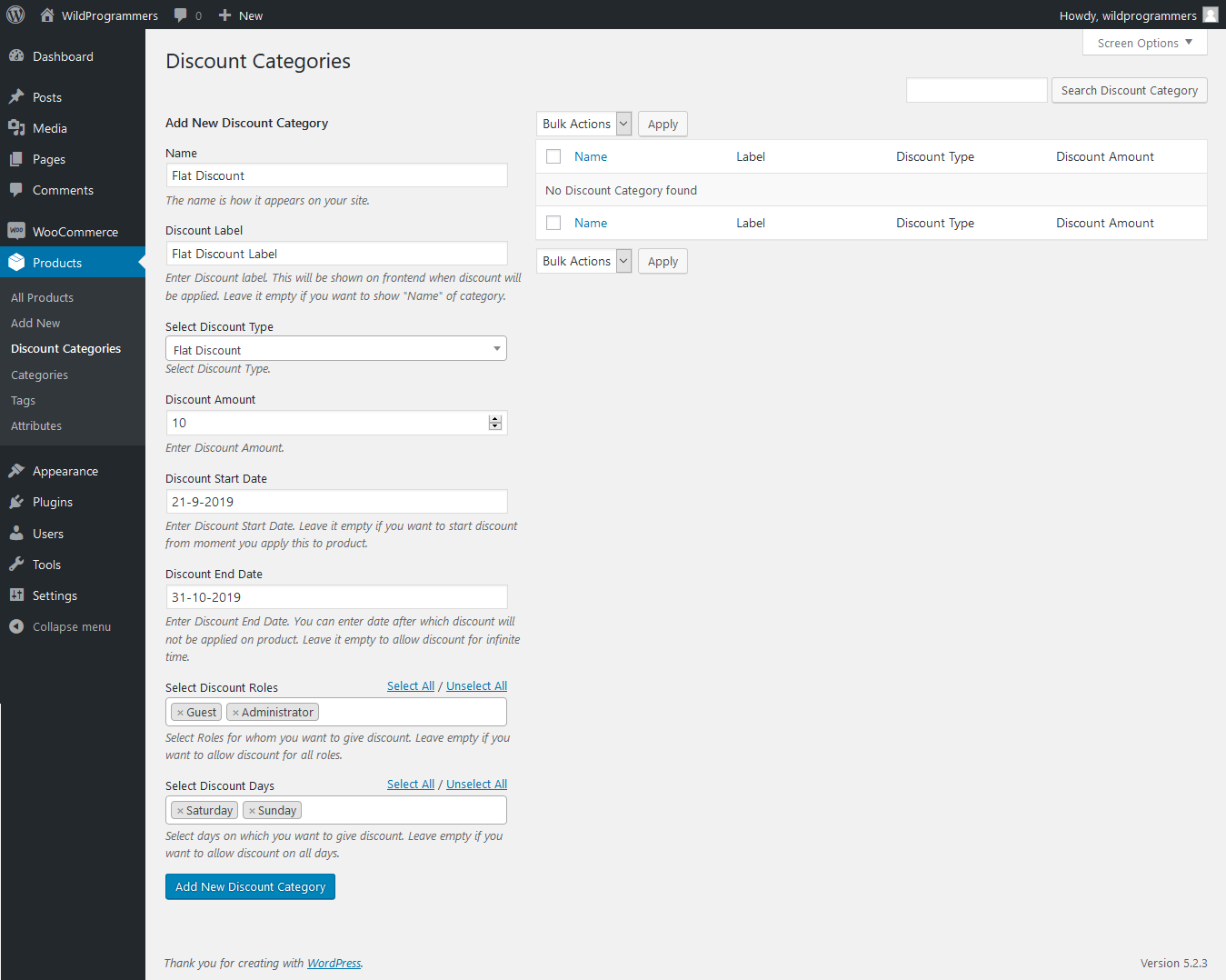 WooCommerce Category Discount - Flat Discount