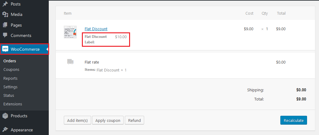WooCommerce Category Discount - Order Page