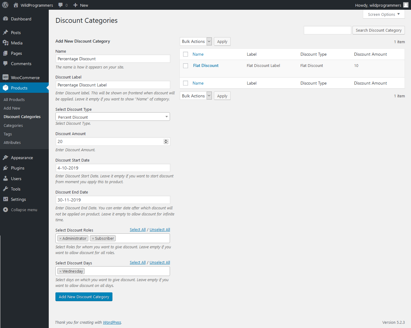 WooCommerce Category Discount - Percentage Discount