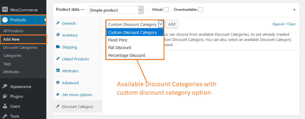 WooCommerce Category Discount - Add Discount Category to product