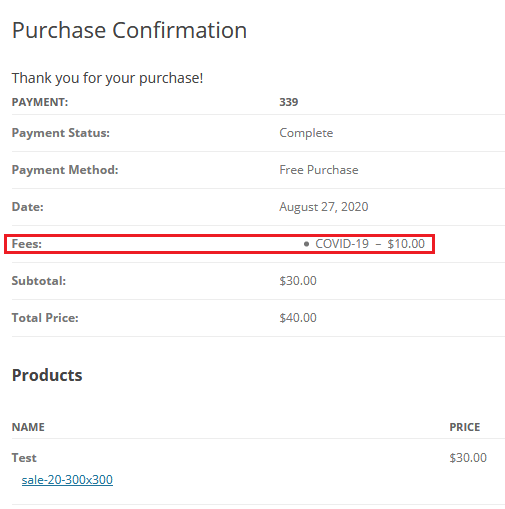 EDD Donation & Tip - Purchase Confirmation Page